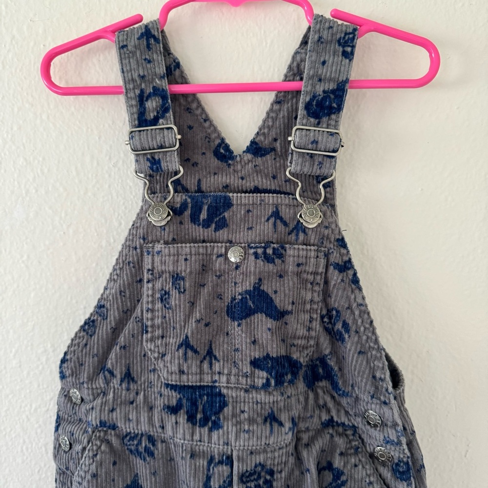 Gymboree Corduroy Overalls Size Small Vintage Gray Bear Toddler Adjustable - Picture 4 of 15